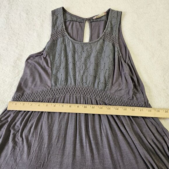 Boho Tunic Eyelet Charcoal Top Sleeveless Size XL Pink Rose Vintage Brand - Picture 4 of 8